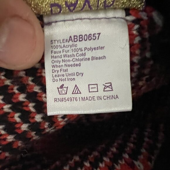 David & Young Ghost Skeleton Beanie With Pom Pom - Orange & Black Striped Knit D - Picture 5 of 5